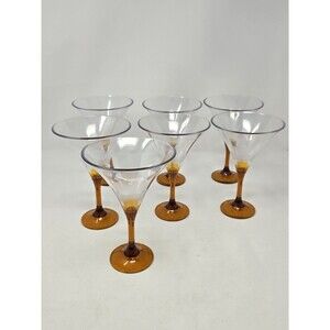 VINTAGE TUPPERWARE MARTINI GLASSES SET OF 7 GOLD STEMS LIMITED EDITION HOSTESS